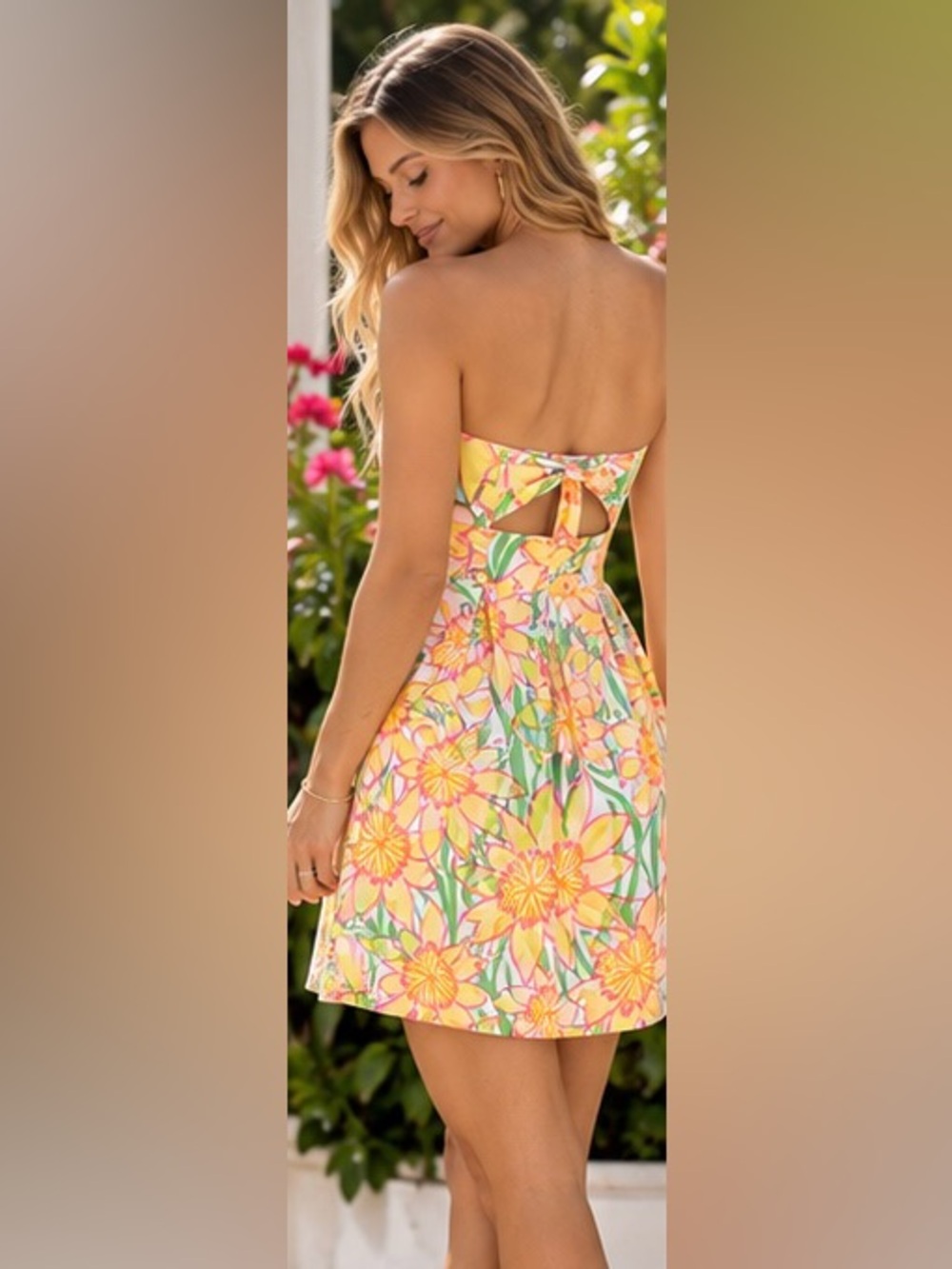 Lilly Pulitzer Franco Dress Classic White Daffies Strapless Floral Size 0 - Picture 6 of 13